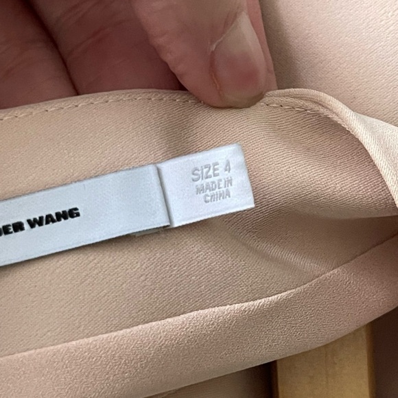 T By Alexander Wang Beige Welt Pocket Detail Short Sleeve Blouse Low V Back 4 - Picture 6 of 9